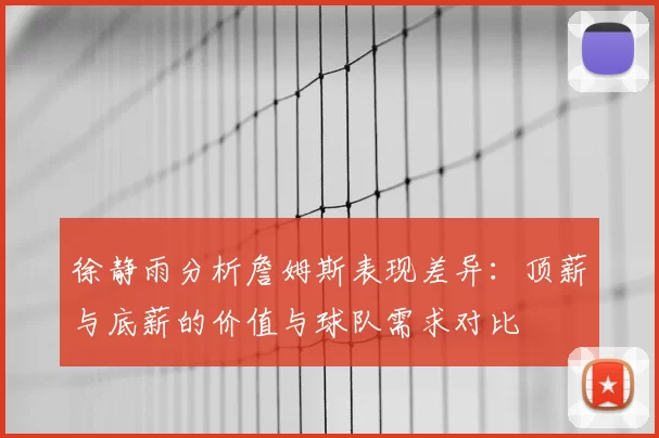 徐静雨分析詹姆斯表现差异:顶薪与底薪的价值与球队需求对比